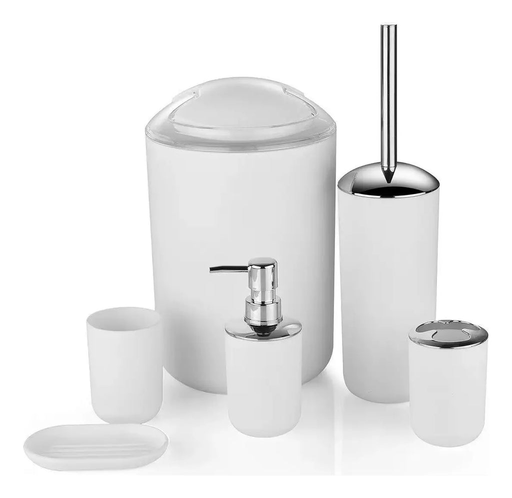 Kit Accesorios Baño 6 Pzs Jabonera Cepillo Resistente