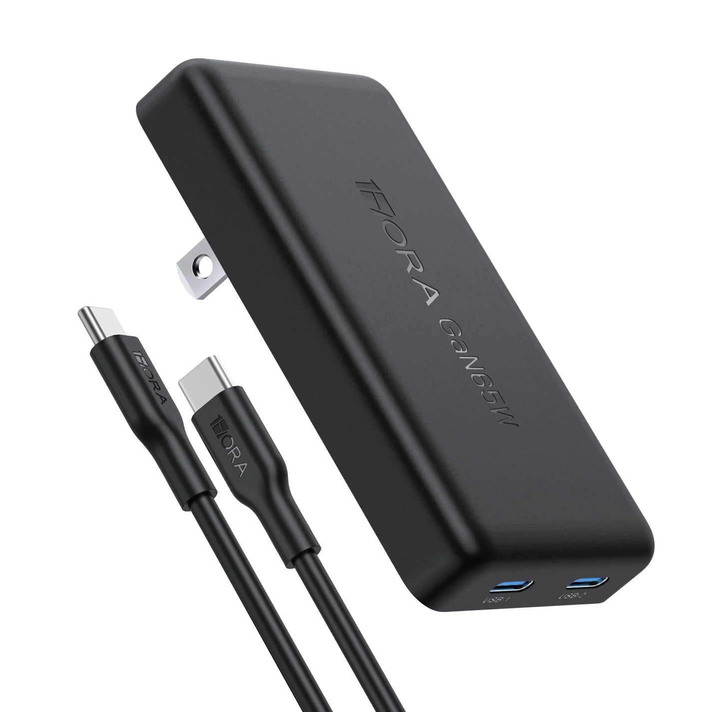 Cargador rápido de 2 puertos GAR323 GaN 65W con cable tipo C
