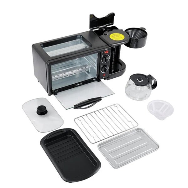 Horno Eléctrico Tostador Sokany Cafetera Parrilla 3 En 1 Col Color Negro