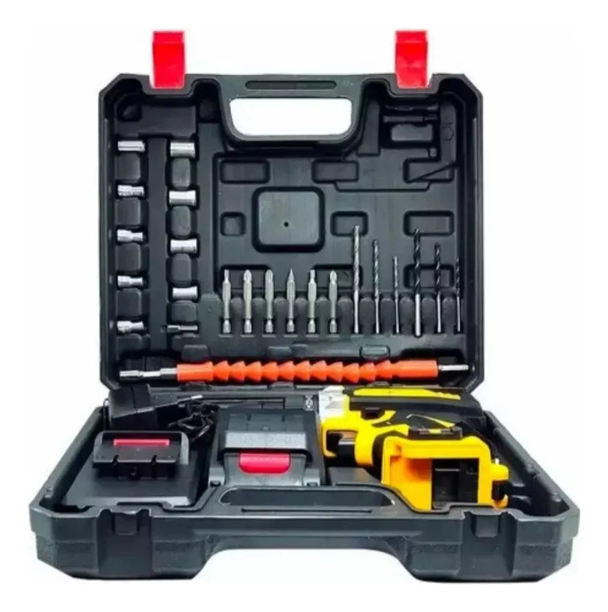 Taladro Atornillador Inalámbrico Doble Batería Kit Completo Accesorios Brocas Destornilladores Maletín Rígido Cargador Rápido Torque Ajustable Alta Potencia Precisión