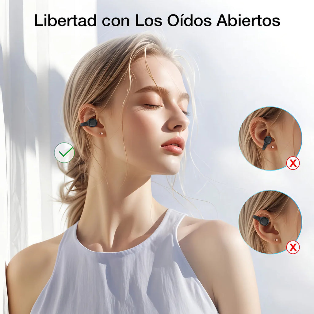 Audifonos Inalambricos Clip-ear 1hora Auriculares Con Luz 4 Luces