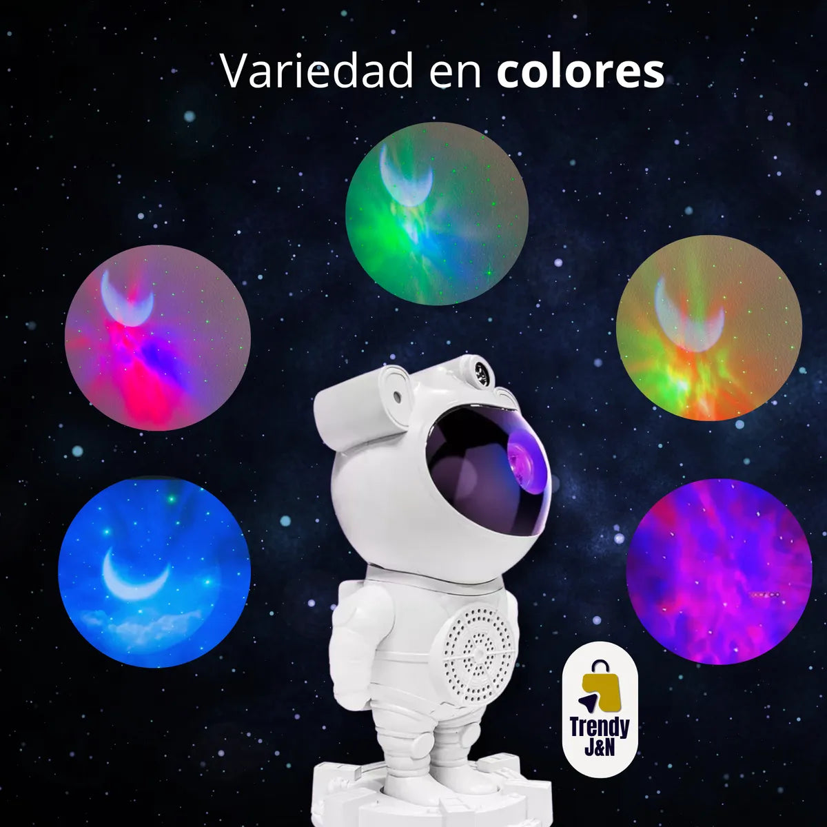 Proyector Galaxia Astronauta Bluetooth Parlante Nebulosa Blanco Negro