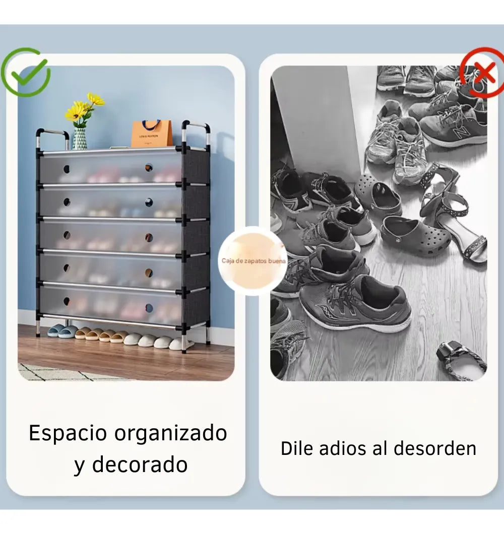 Estante Zapatos Organizador Zapatero Metálico Doble 28 Pares Negro