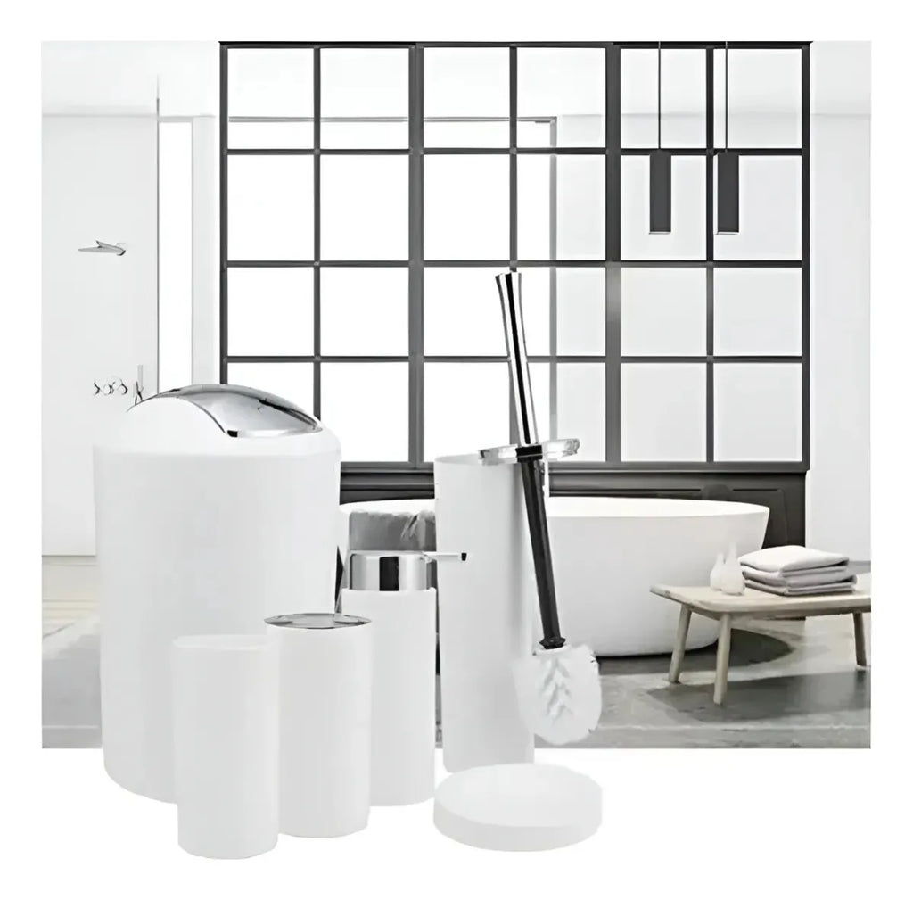 Kit Accesorios Baño 6 Pzs Jabonera Cepillo Resistente