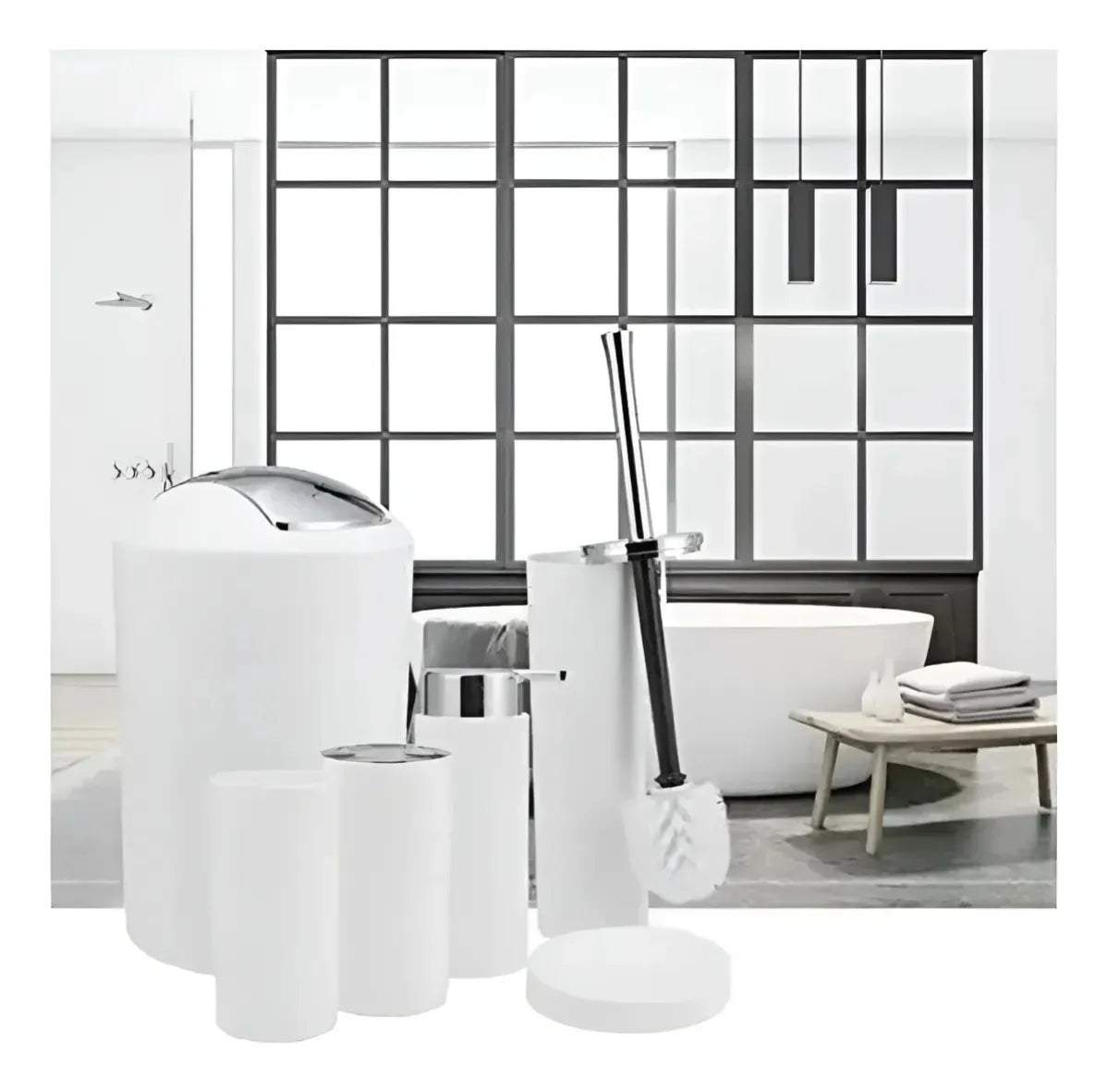 Kit Accesorios Baño 6 Pzs Jabonera Cepillo Resistente