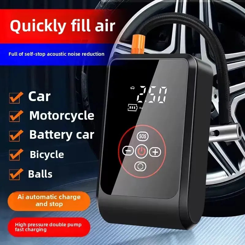 Mini Compresor Eléctrico Inalámbrico Con Pantalla Digital Negro