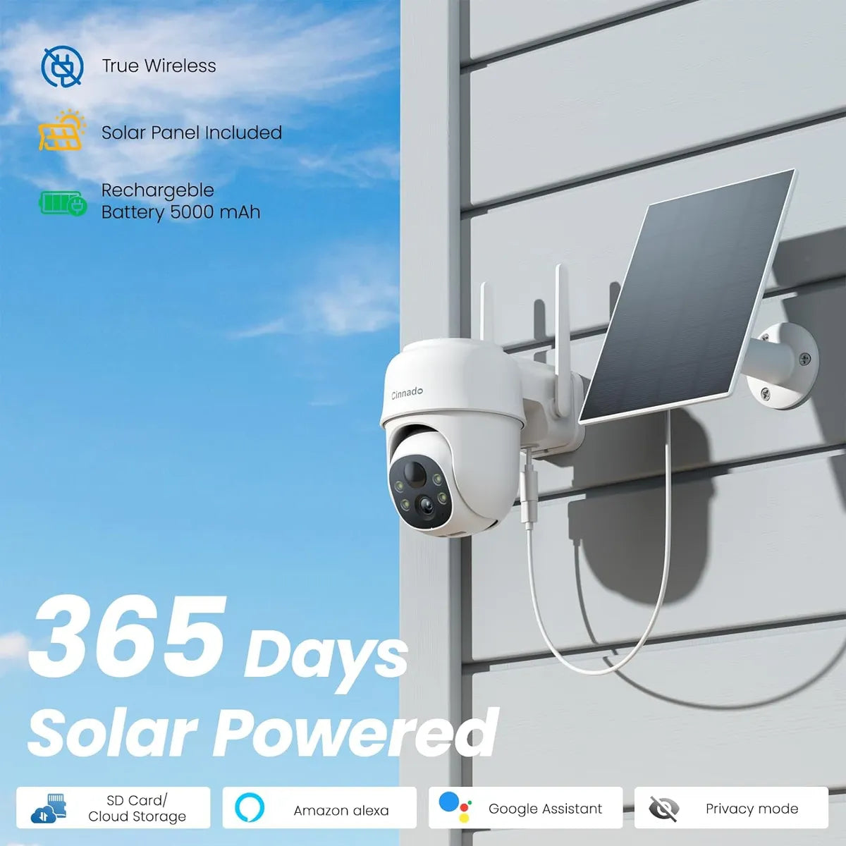 Cámara De Seguridad Inalámbrica, C/panel Solar Cinnado Wi-fi