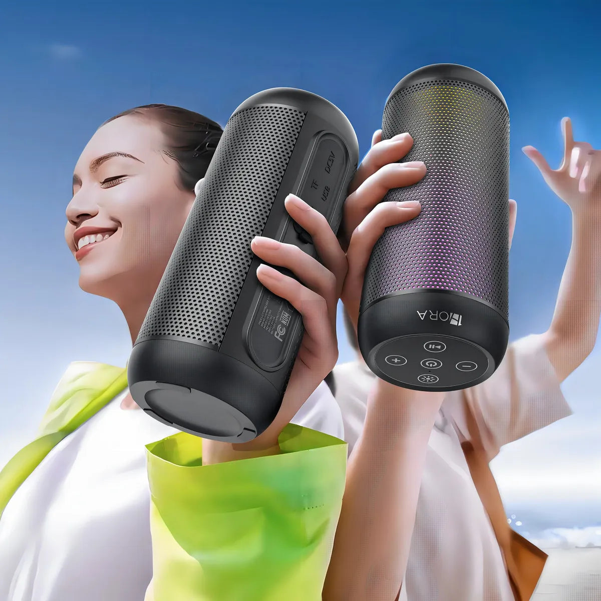 Parlante Bluetooth Portátil 1Hora BOC242 FM Bocina con Luces
