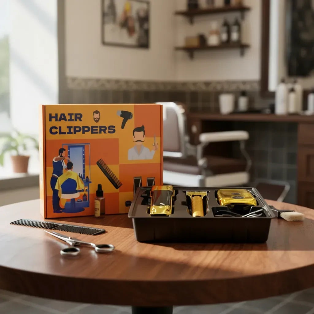 Kit Peluqueria 3 En 1 Profesional Clipper Trimmer Shaver Dorado 110v
