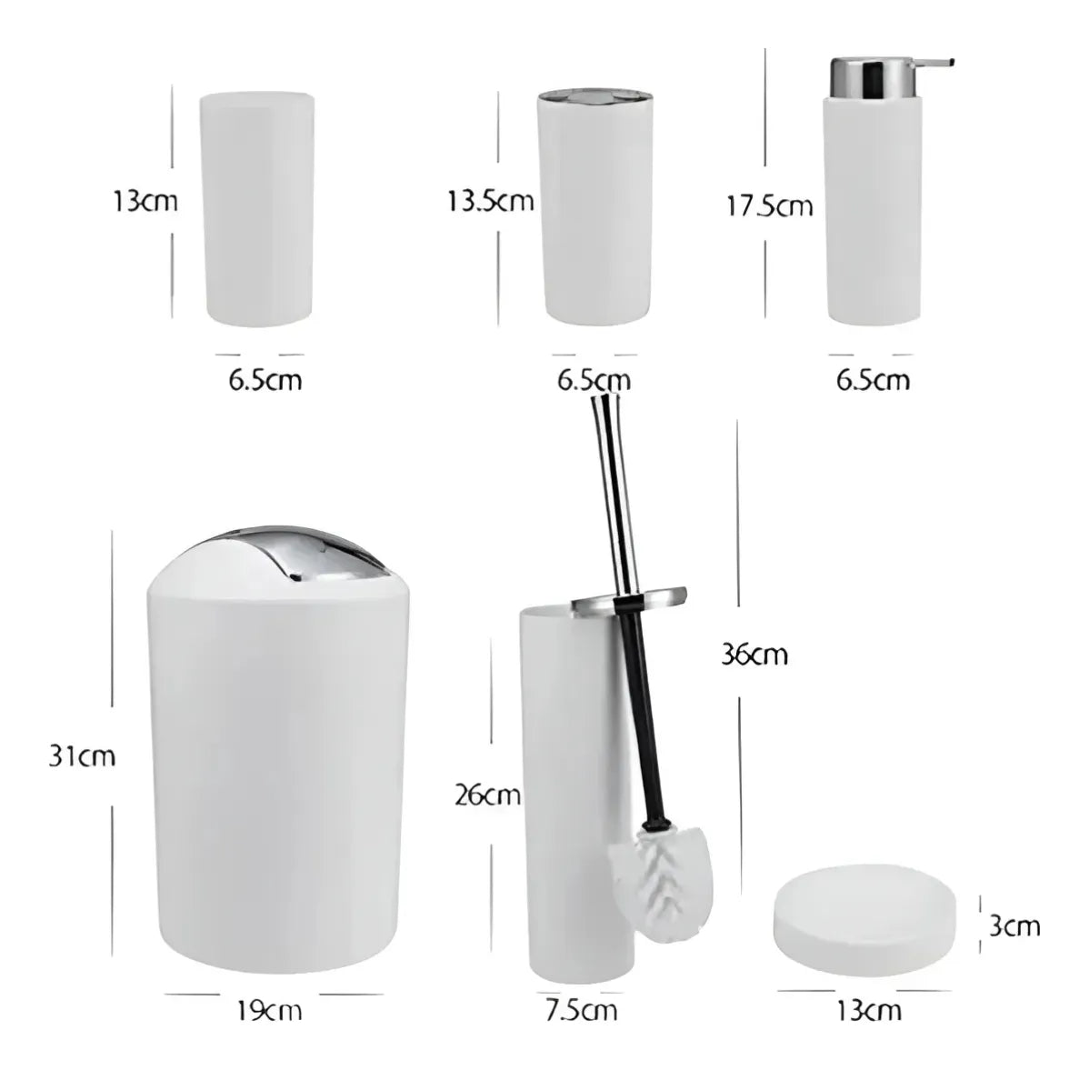 Kit Accesorios Baño 6 Pzs Jabonera Cepillo Resistente