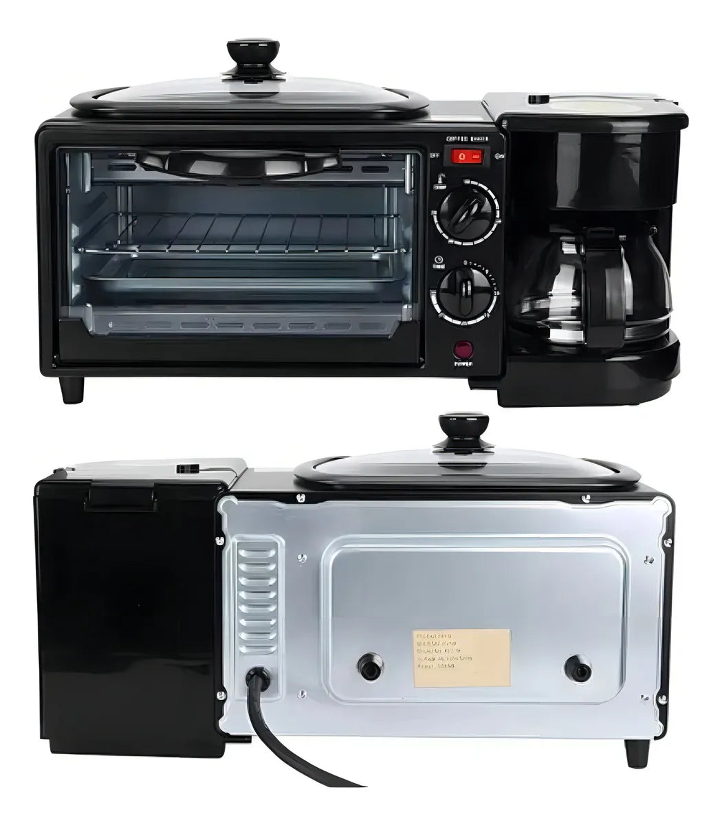 Horno Eléctrico Tostador Sokany Cafetera Parrilla 3 En 1 Col Color Negro
