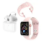 Combo Smartwatch Reloj Audifonos Rosado Rosa