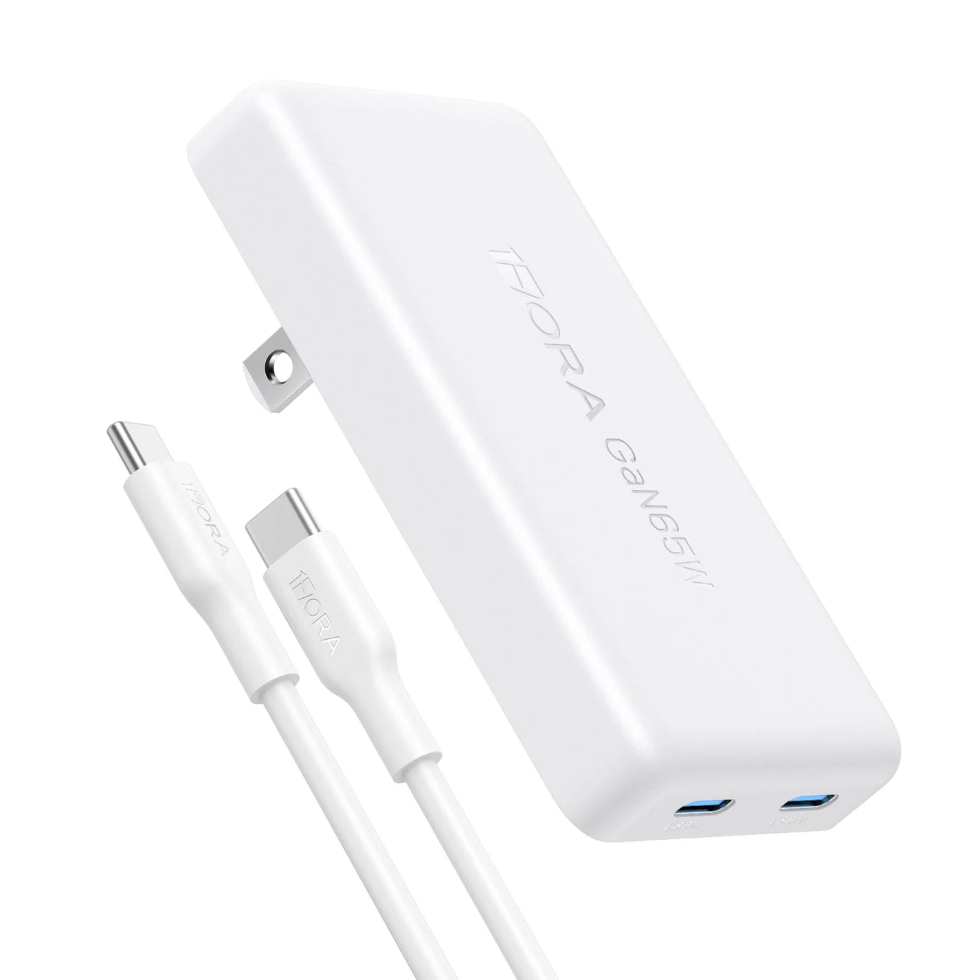 Cargador rápido de 2 puertos GAR323 GaN 65W con cable tipo C