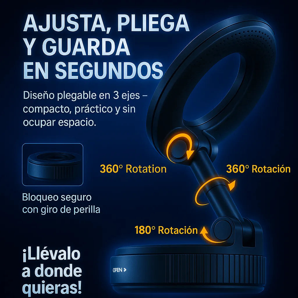 Soporte Celular Carro Magnético Al Vacío Teléfono Móvil Coche Multiusos Superficies Planas Escritorio Color Negro Sansatech