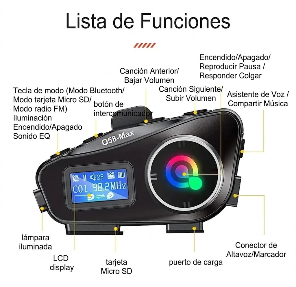 Intercomunicador Para Casco De Moto Q58 Max